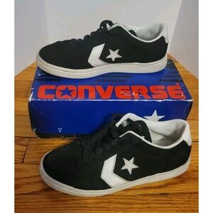 Vintage Converse All Star Pro Leather Ox Black Suede Shoes Sz 6 Rare W/Box